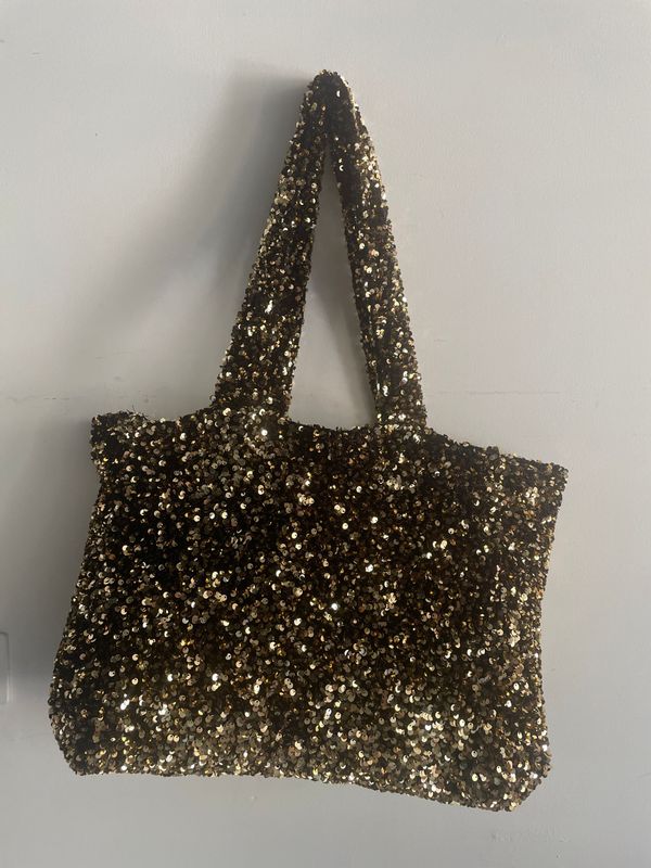 SAC CABAS A SEQUINS DORES