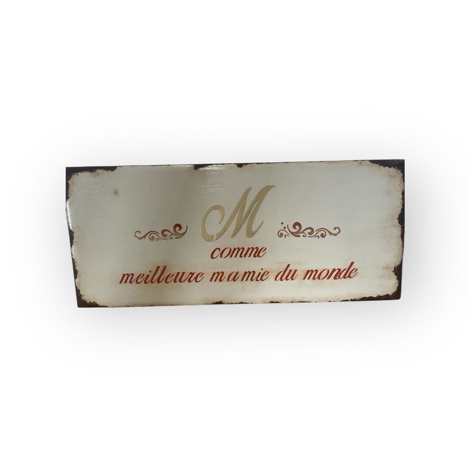 PLAQUE EMMAILLEE "M COMME MEILLEURE MAMIE DU MONDE"