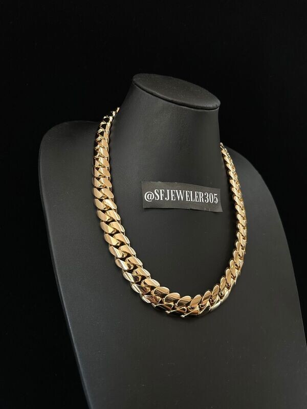 20 MM 14KT GOLD OVER SILVER CUBAN LINK CHAIN