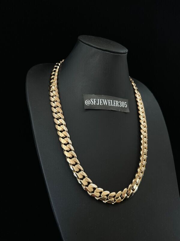 18MM 14KT GOLD OVER SILVER CUBAN LINK CHAIN