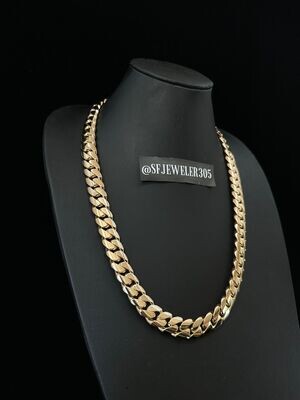 18MM 14KT GOLD OVER SILVER CUBAN LINK CHAIN