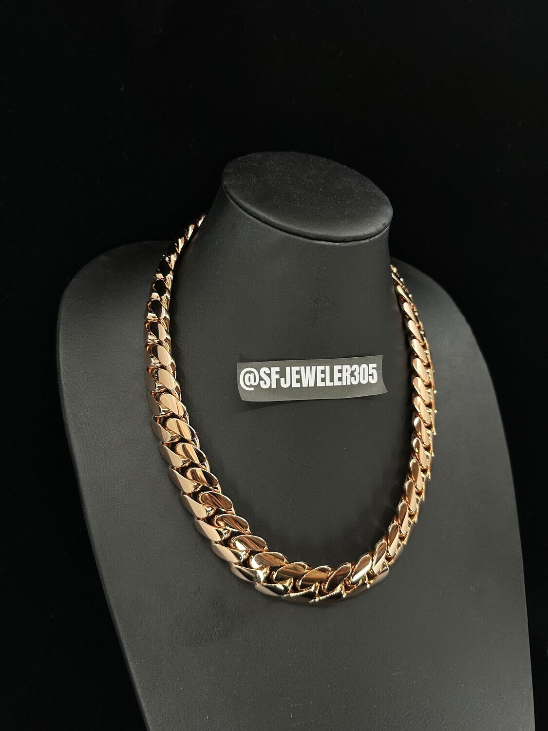 22MM 14KT GOLD OVER SILVER CUBAN LINK CHAIN