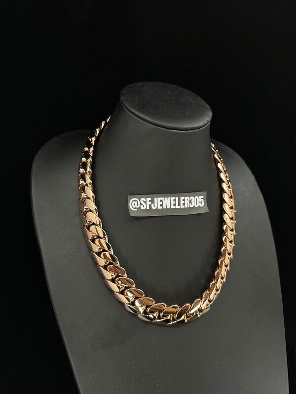 22MM 14KT GOLD OVER SILVER CUBAN LINK CHAIN