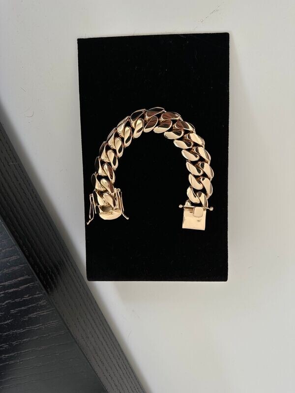 22MM 14KT GOLD OVER SILVER CUBAN LINK BRACELET