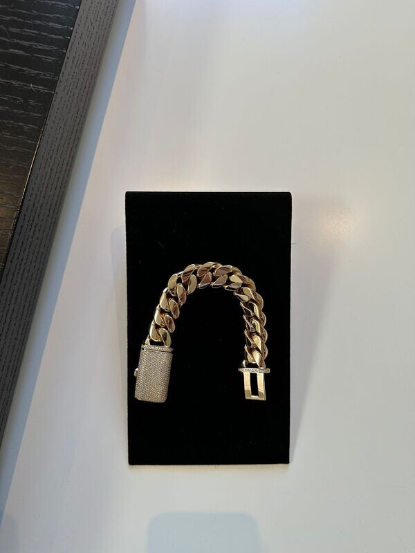 20 MM 14KT  GOLD OVER SILVER CUBAN LINK BRACELET + VS1 MOISSANITE LOCK