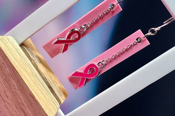 Boucles d'oreilles 'Ruban rose'