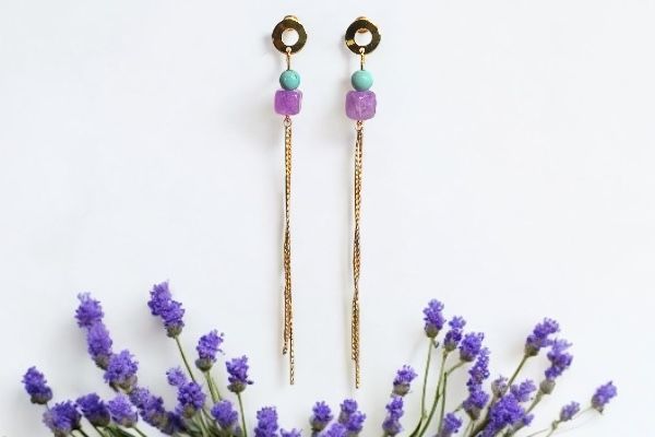 Boucles d'oreilles 'Lavande marine'
