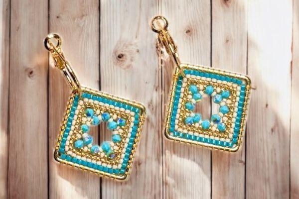 Boucles d’oreilles ‘Carré céleste’