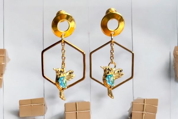 Boucles d’oreilles ‘Colibris recadrés’