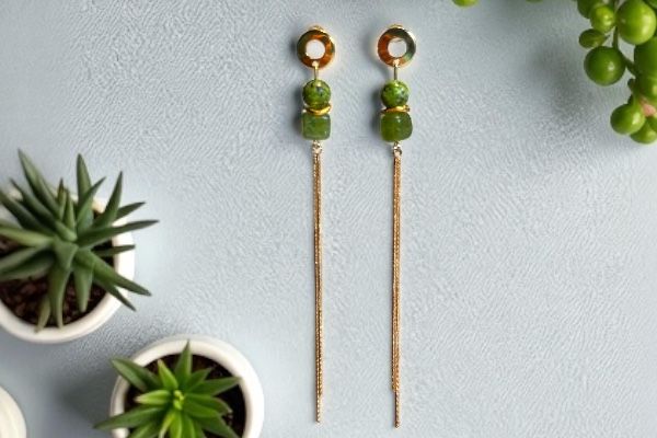 Boucles d'oreilles 'Sillage kaki'