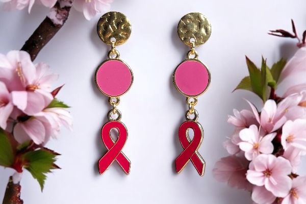 Boucles d'oreilles 'Ruban rose'