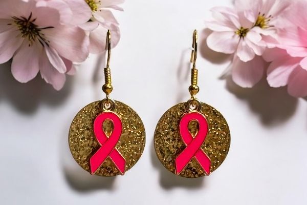 Boucles d'oreilles 'Ruban rose'