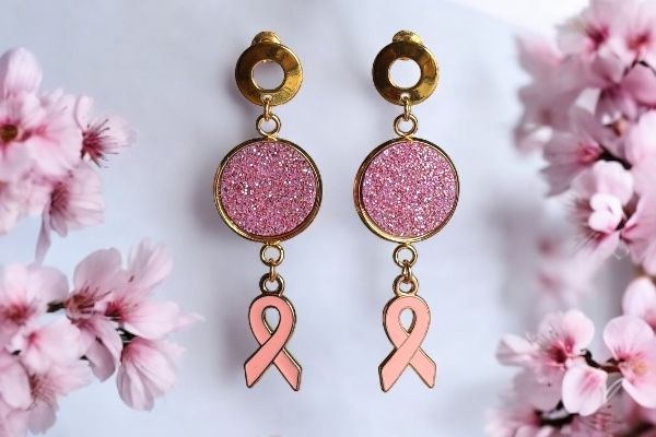 Boucles d'oreilles 'Ruban rose'