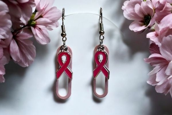 Boucles d'oreilles 'Ruban rose'