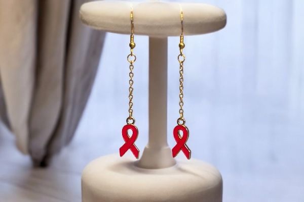 Boucles d'oreilles 'Ruban rose'