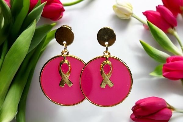 Boucles d'oreilles 'Ruban rose'