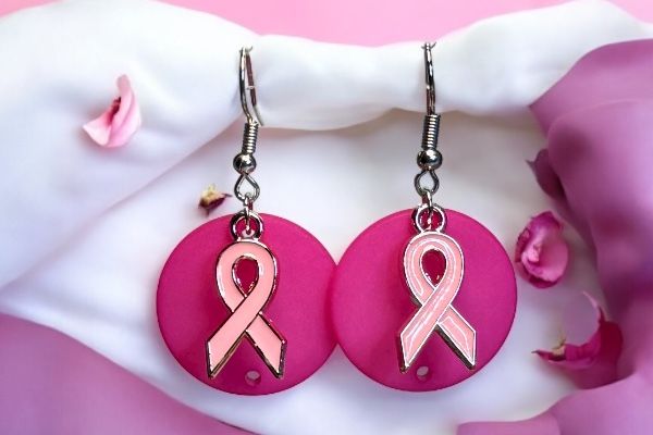 Boucles d'oreilles 'Ruban rose'