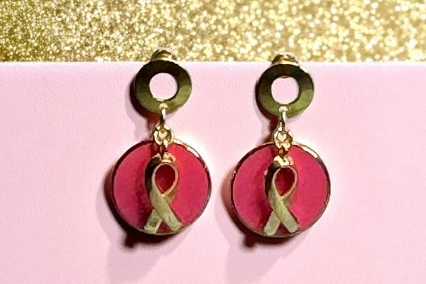 Boucles d'oreilles 'Ruban rose'