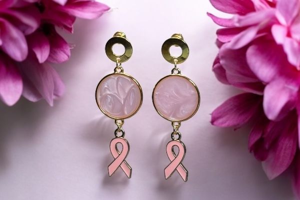 Boucles d'oreilles 'Ruban rose'
