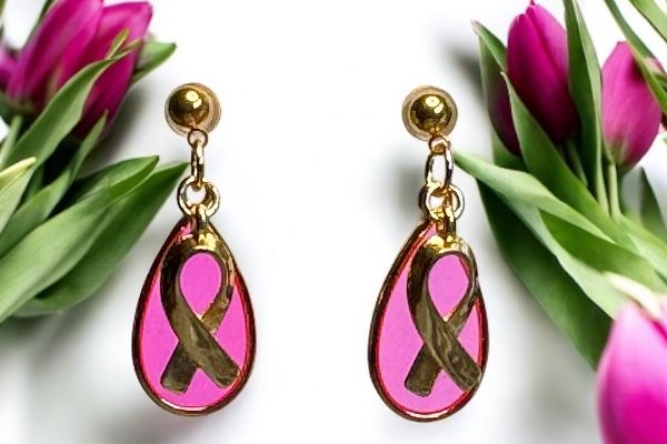 Boucles d'oreilles 'Ruban rose'