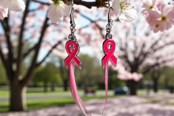 Boucles d'oreilles 'Ruban rose'