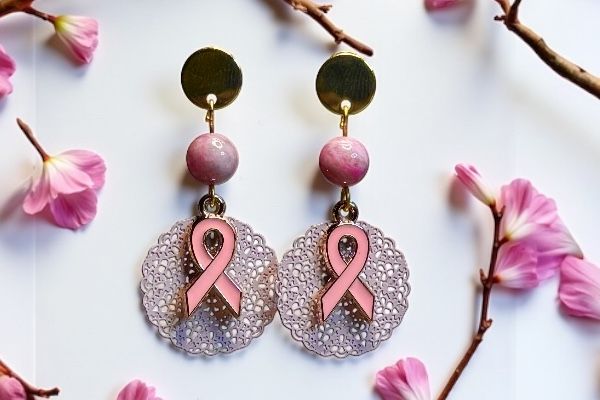 Boucles d'oreilles 'Ruban rose'