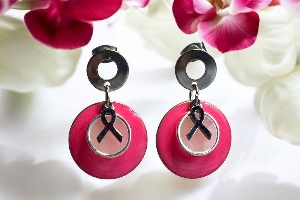 Boucles d'oreilles 'Ruban rose'