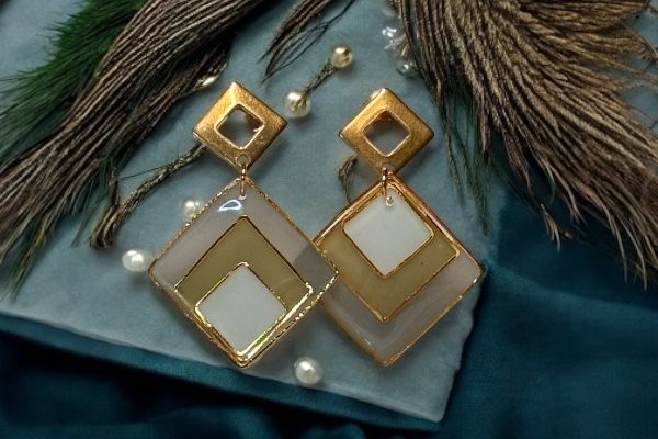 Boucles d’oreilles ‘Carré végétal’