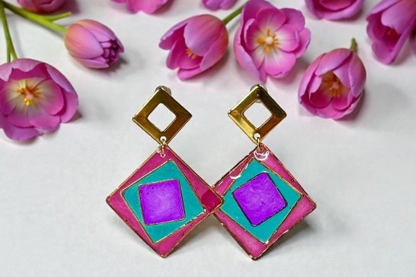 Boucles d’oreilles ‘Carrés magiques’