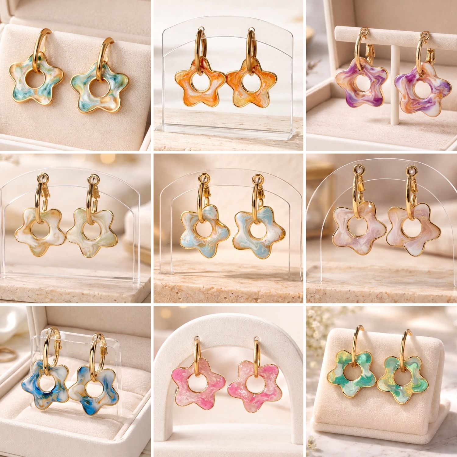 Créoles 'Flor'étoile lumineuse'