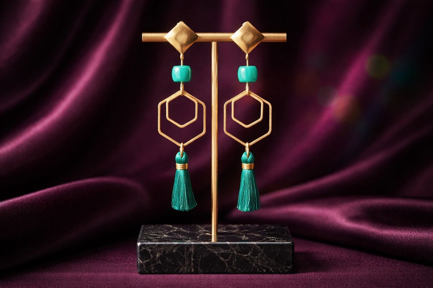 Boucles d'oreilles 'Emeraude élancée'