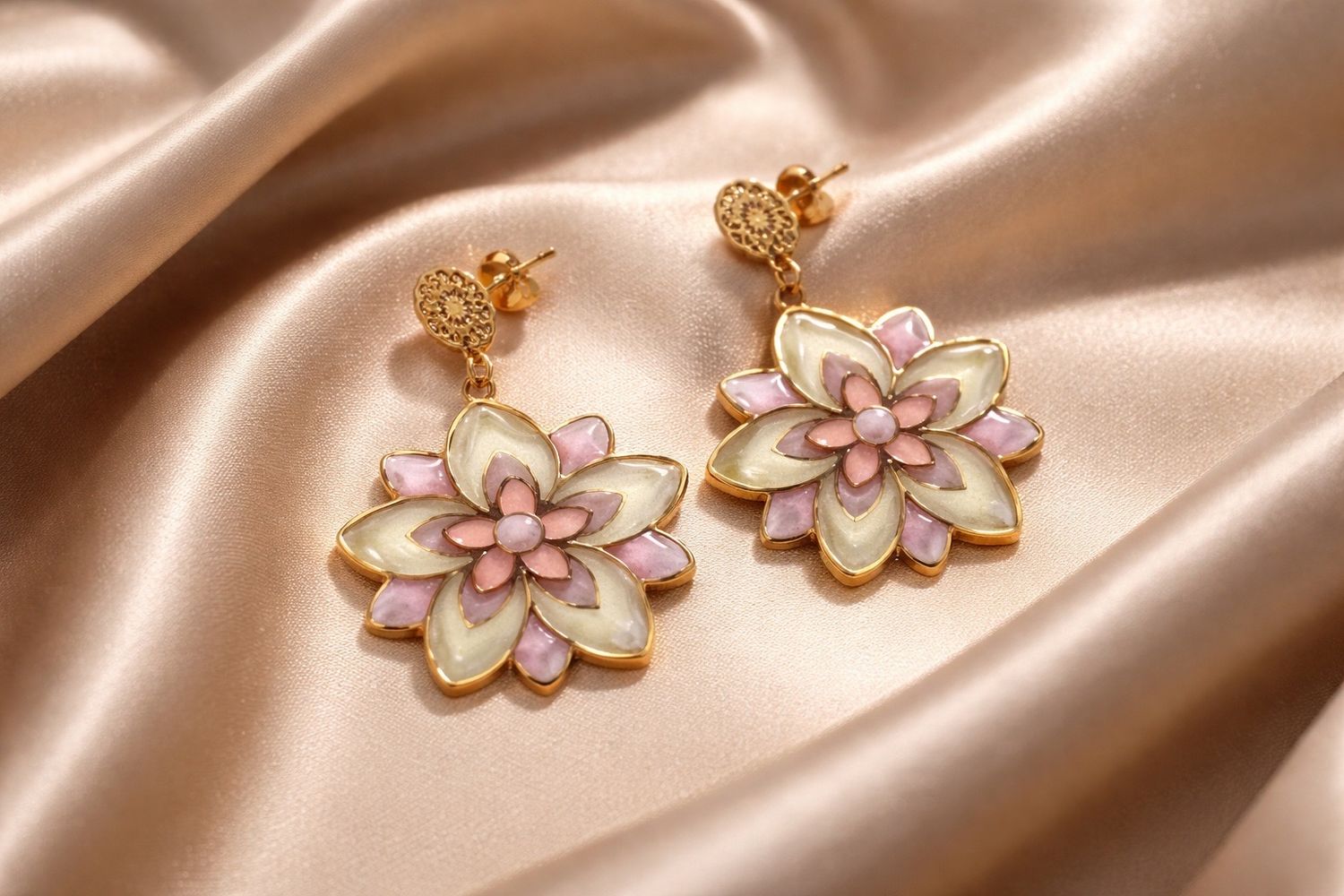 Boucles d'oreilles 'Fleur de porcelaine'