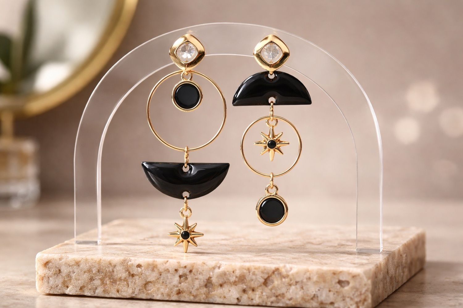 Boucles d'oreilles 'Equilibre nocturne'