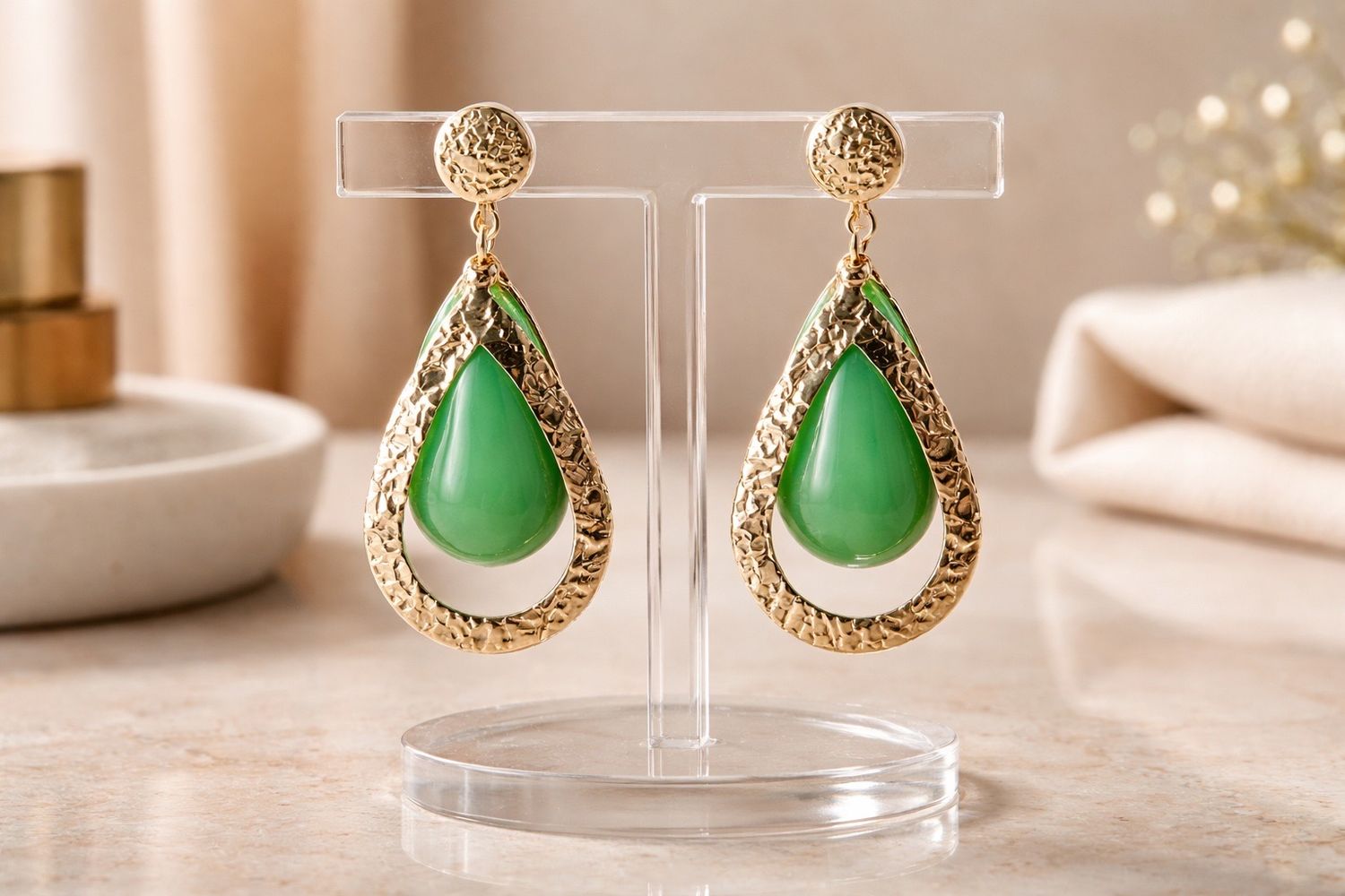 Boucles d'oreilles 'Goutte végétale'