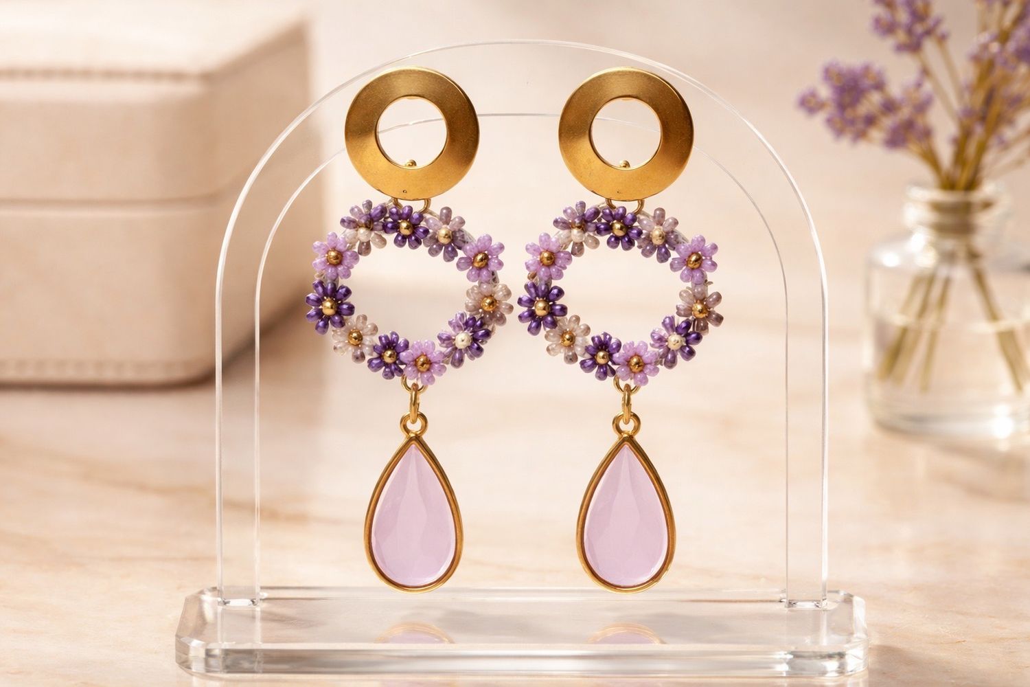 Boucles d'oreilles 'Couronne violette'