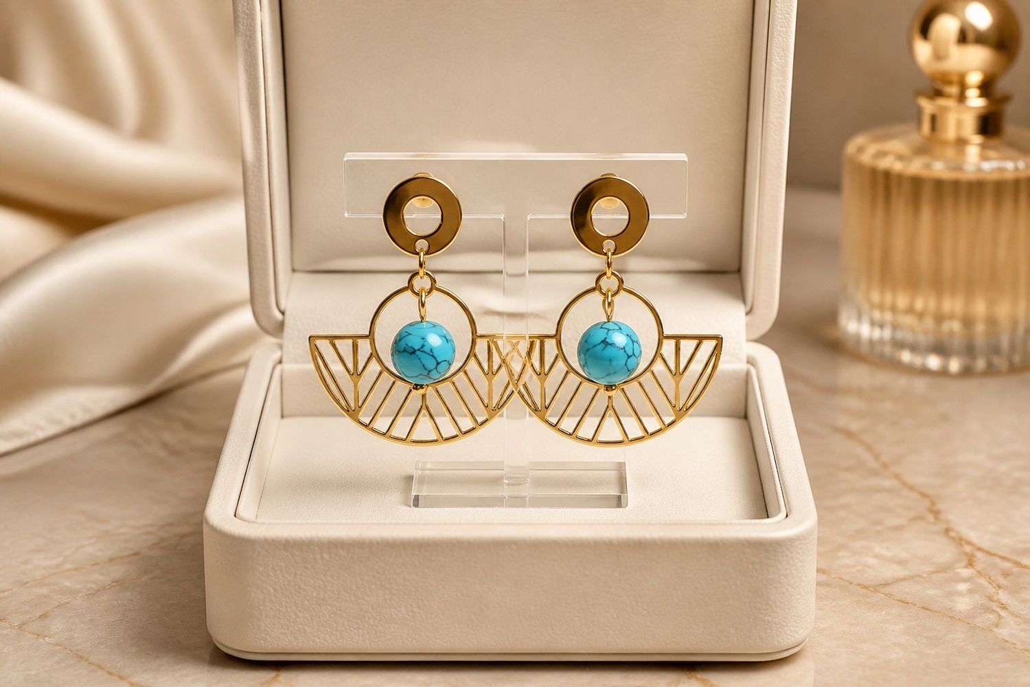 Boucles d'oreilles 'Regard turquoise'