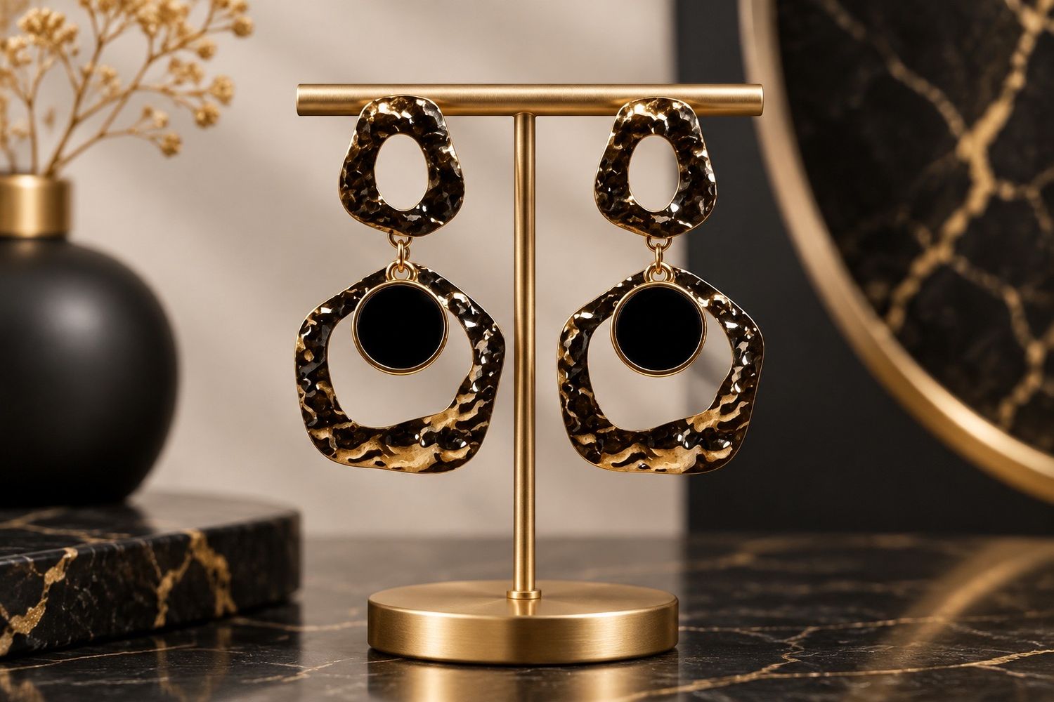 Boucles d'oreilles 'Halo noir'