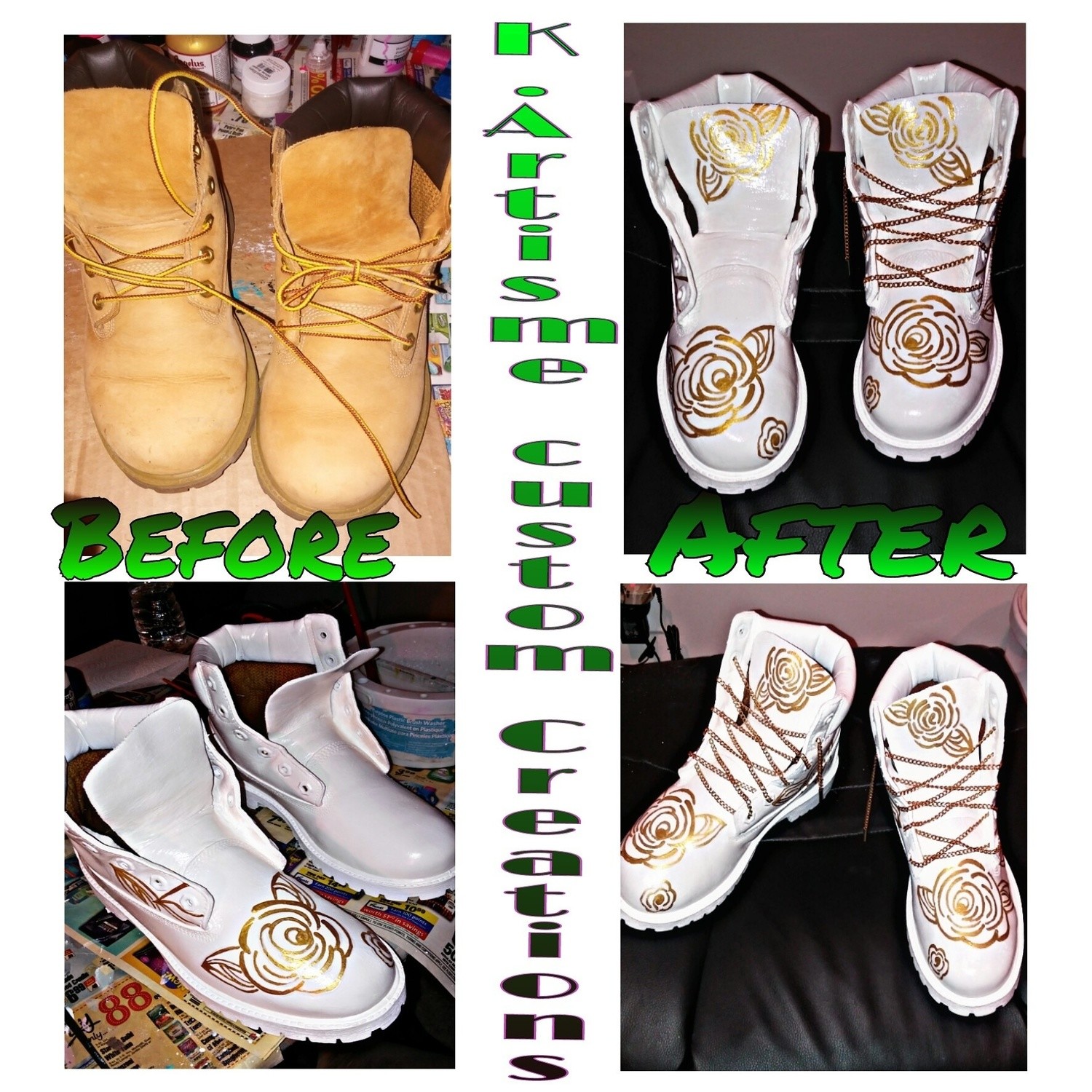 Customized Tan Timberland Boots