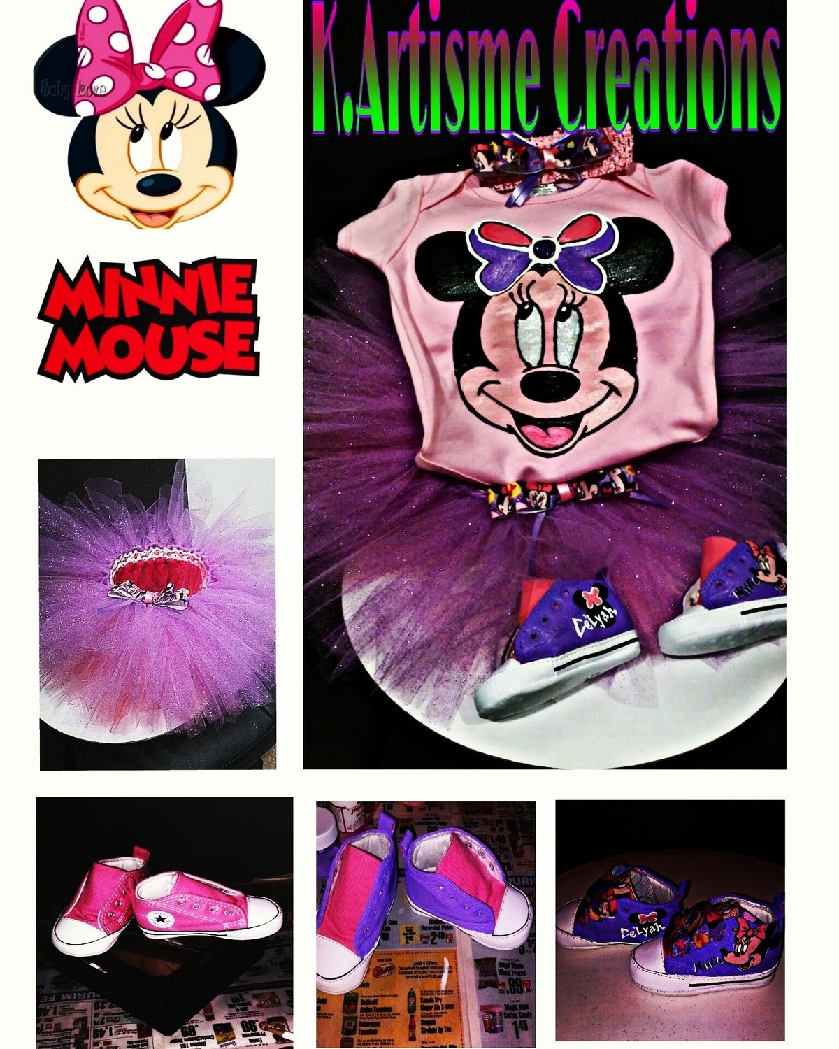 Hand Painted Minnie Mouse Oncey outfit