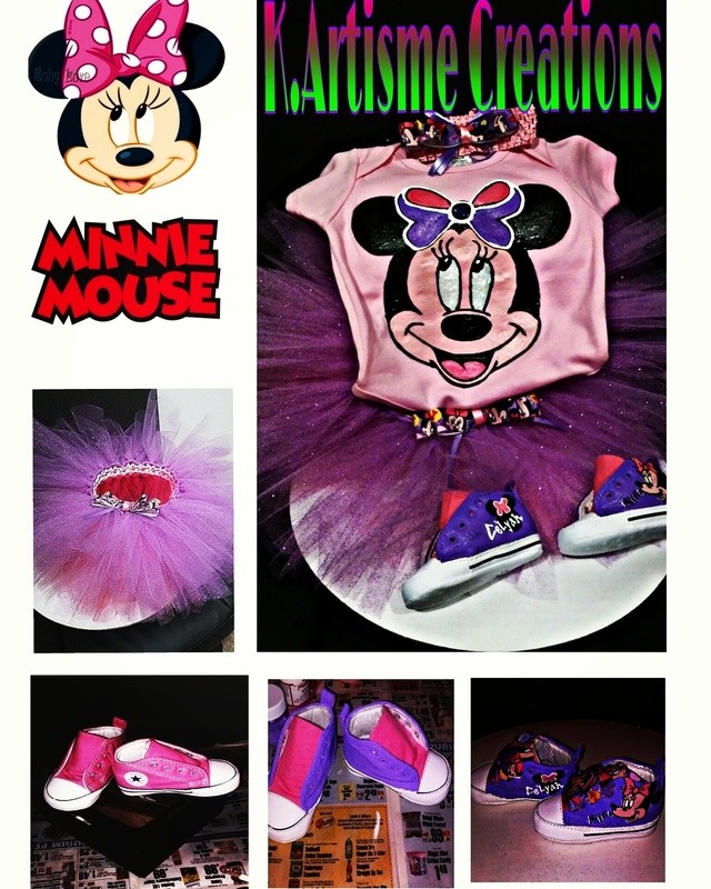 Hand Painted Minnie Mouse Oncey outfit