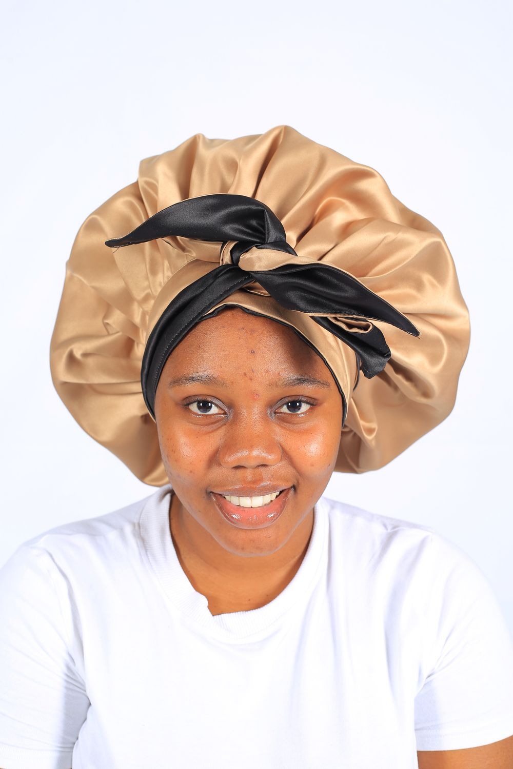 Thick Satin Bonnet Gold &amp; Blacl