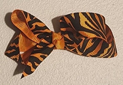 Small Orange &amp; Black Zebra Print Bows With Clip