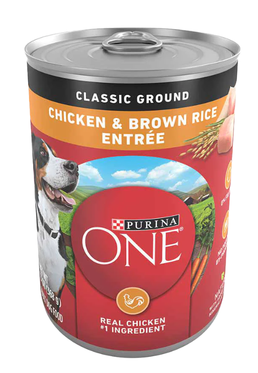 Purina ONE Chicken &amp; Brown Rice Entrée Classic Ground Wet Dog Food 13oz