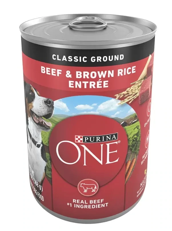 Purina ONE Beef &amp; Brown Rice Entrée Classic Ground Wet Dog Food 13oz