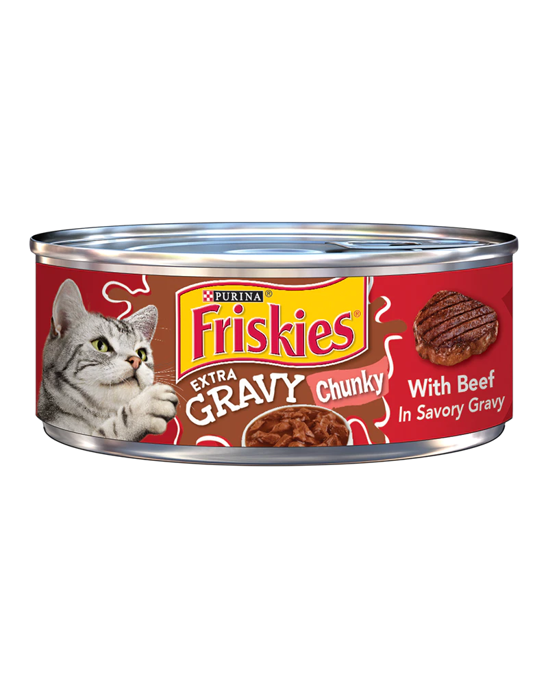 Friskies Extra Gravy Chunky With Beef In Savory Gravy Wet Cat Food 5.5oz 24 units