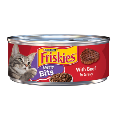 Friskies Meaty Bits With Beef in Gravy Wet Cat Food 5.5oz 24 units