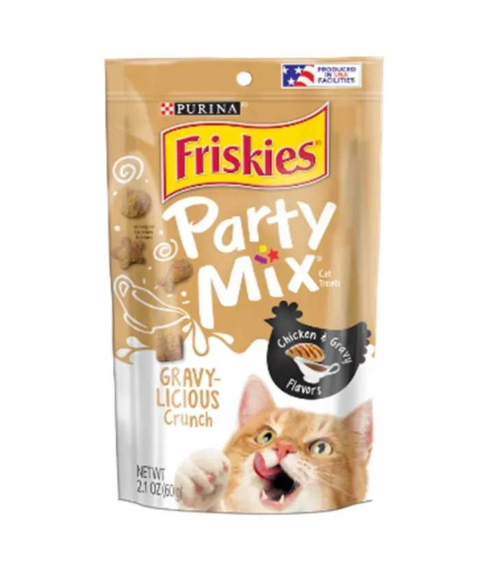 Friskies Party Mix Gravy-licious Chicken &amp; Gravy Flavors Cat Treats 2.1oz