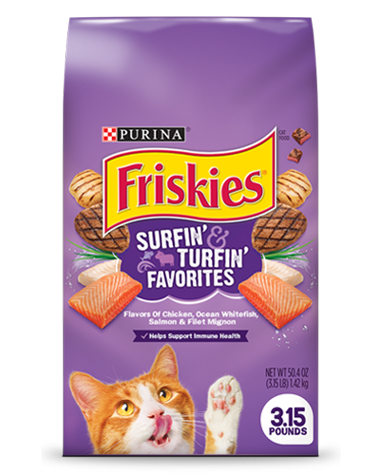 Friskies Surfin’ &amp; Turfin’ Favorites Adult Dry Cat Food 3.15lb