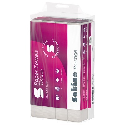 Satino PT2 Handdukspapper Prestige W-Fold 2-lag 20,6x32cm, 3000st/krt