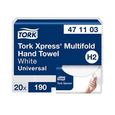 Tork Handdukspapper (471103) Z-fold Oblekt,2-lags, 21.3x23.4cm, 3800st